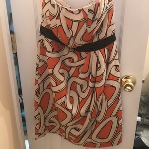ORange and black strapless dress